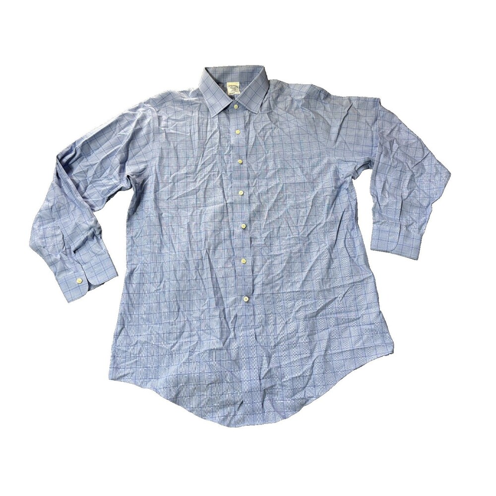 Brooks Brothers Button Down Shirt Mens 16 1/2 - 33 Blue Non-Iro Slim Fit